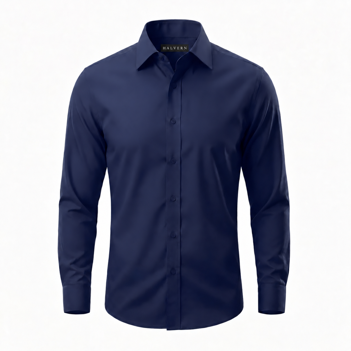 Halvern Glatt navy wrinkle-free shirt with Halvern neck label