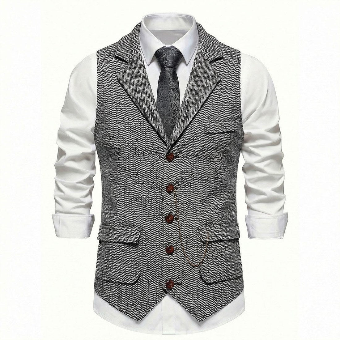 Lancaster waistcoat in Gunmetal Grey, front view