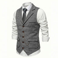 Lancaster waistcoat in Gunmetal Grey, fabric and chain detail