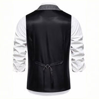 Lancaster waistcoat in Gunmetal Grey, fabric and chain detail