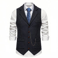 Lancaster waistcoat in Midnight Black, front view