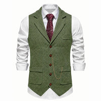 Lancaster waistcoat in Olive Green, front view