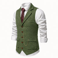 Lancaster waistcoat in Olive Green, fabric and chain detail